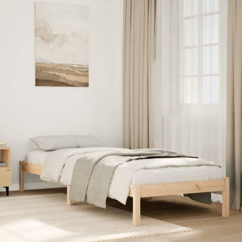 Massivholzbett vidaxl aus Kiefernholz in Braun, Landhaus und Skandinavisch Stil, B/T: 100 x 210 cm - Bild 1