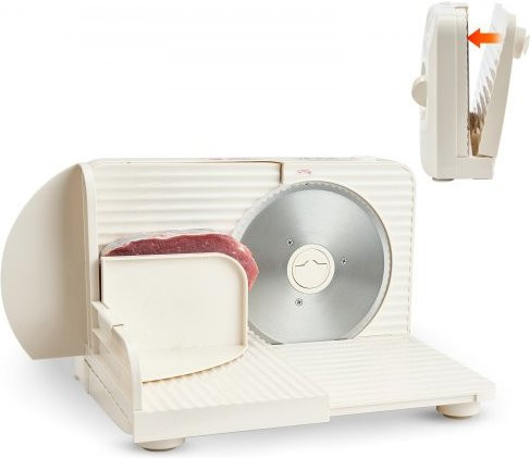VEVOR Elektrische Aufschnittmaschine 180 W mit 17 cm Klinge, Fleischschneidemaschine mit einstellbarer Dicke 0–15 mm für Schinken, Fleisch und Baguette, Weiß/Beige - Bild 1