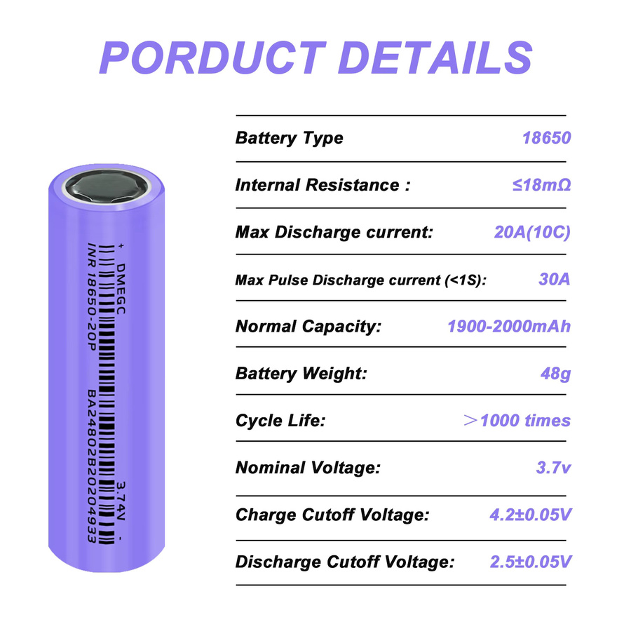 NIELFTOR Li-Ion Akku 18650 mit 2000mAh und 3,7V für Drohnen - Bild 4