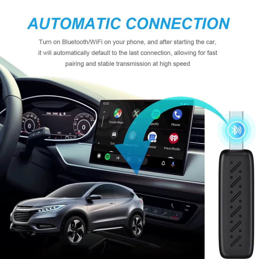 XUDA 2-in-1 CarPlay und Android Auto Adapter, kabelloser Konverter mit 5 GHz WLAN, Plug-and-Play Smart Box, Schwarz - Bild 5