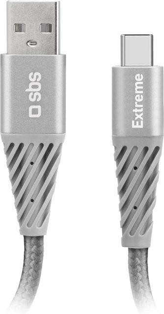 SBS Aramidfaserkabel USB-A auf USB-C in Silber, Länge: 1,5 m - Bild 1