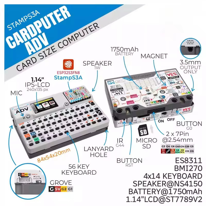 M5Stack Cardputer Adv Kit Cap LoRa1262 LoRa Programmierbarer Kartencomputer StampS3A IoT-Controller Mikrocontroller-Entwicklungskit - Bild 3