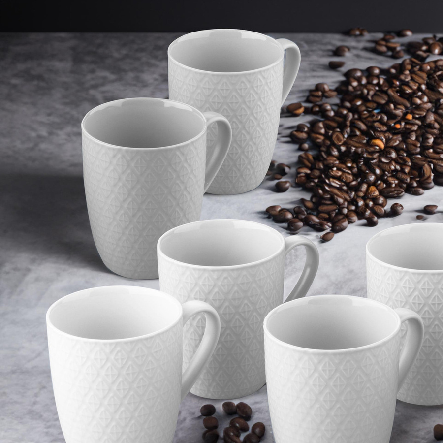 Stanley Rogers Tassen aus Keramik, Weiß, 6er Set, 340 ml pro Tasse - Bild 2