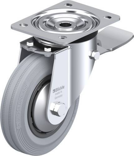 Blickle Lenkrolle L-VPP 160G-ST-SG-FA mit Feststeller in Schwarz-Grau, Rad-Durchmesser: 16 cm, Tragfähigkeit: 135 kg - Bild 1