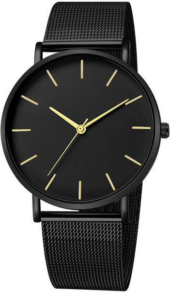 Genf Armbanduhr, Quarz, Milanaise, Schwarz, Herren - Bild 1