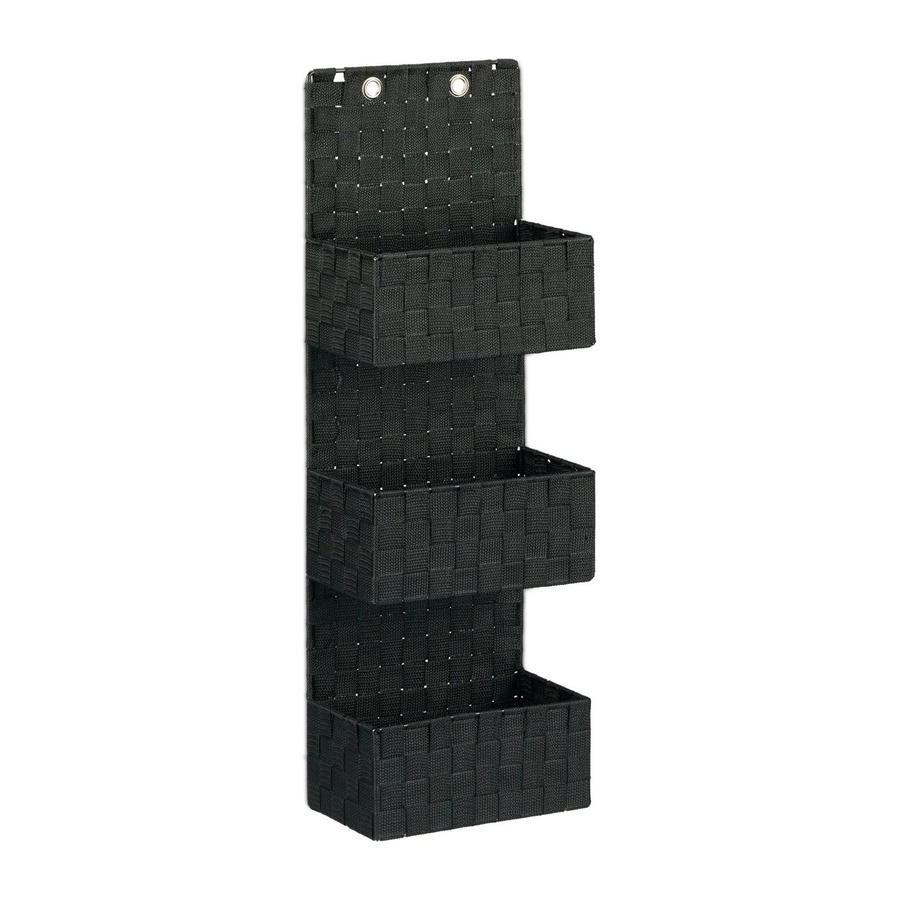 Relaxdays Hängeorganizer aus Stoff in Schwarz mit 3 Körben, Höhe: 75 cm, Breite: 25 cm, Tiefe: 15 cm - Bild 2