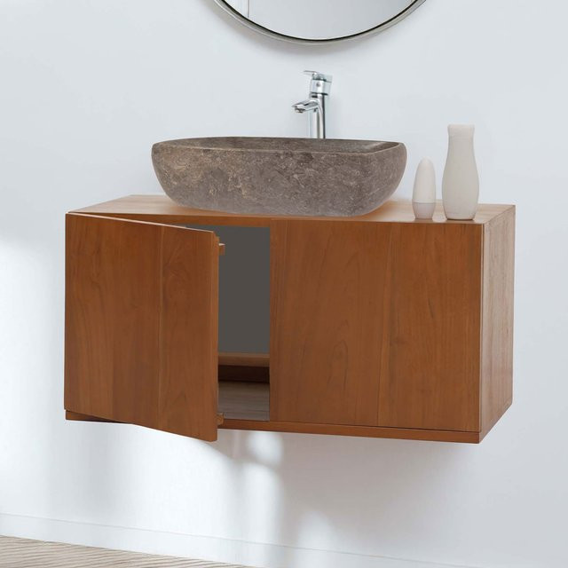 MCW Waschbeckenunterschrank aus Teakholz in Braun, B/T/H: 80 x 40 x 40 cm - Bild 1