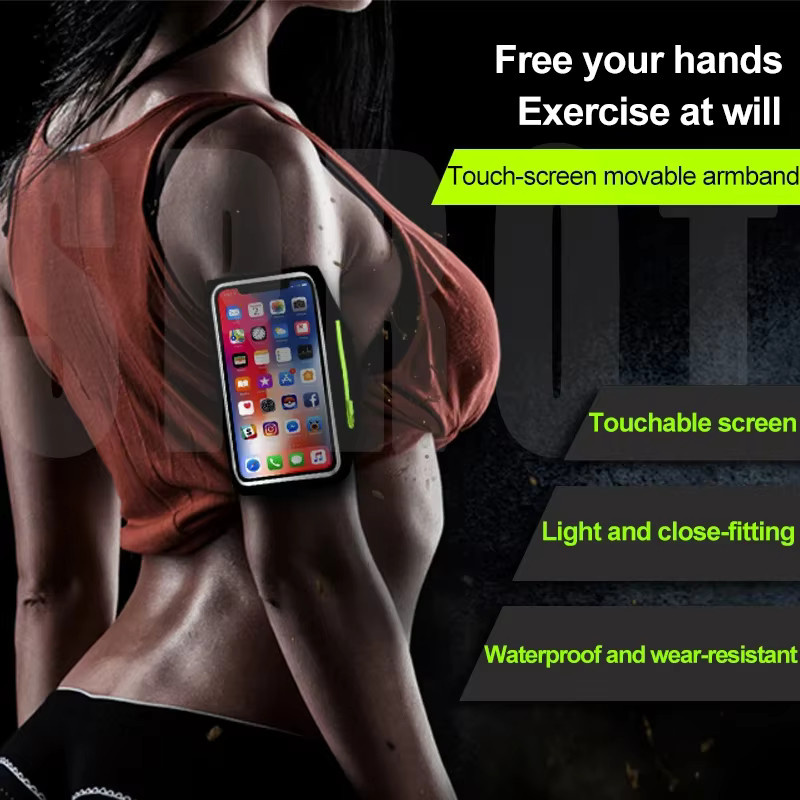 VIKEFON Fitness-Armtasche in Schwarz mit Reißverschluss zur Aufbewahrung von Handy, Kopfhörern und AirPods für iPhone und Samsung - Bild 4