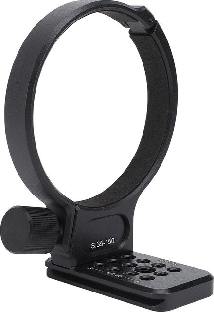 Stativ-Befestigungsring mit Schnellwechselplatte aus Aluminiumlegierung für SAMYANG AF 35 in Schwarz mit 1/4 und 3/8 Zoll Schraubloch - Bild 1