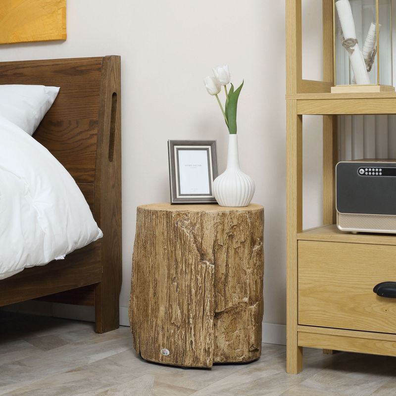 HOMCOM Beistelltisch in Baumstumpf-Optik mit Holzmaserung und Beton-Design, braun, B/T/H: 37 x 37 x 43 cm - Bild 2