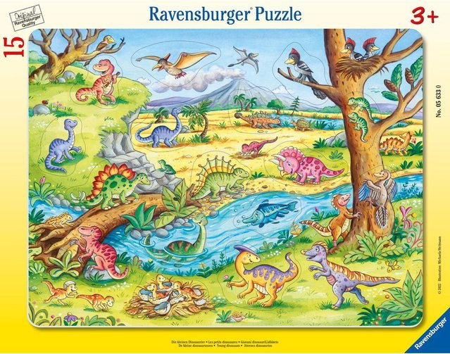 Ravensburger Kinderpuzzle Die kleinen Dinosaurier, Rahmenpuzzle, 8-17 Teile, ab 3 Jahre - Bild 1