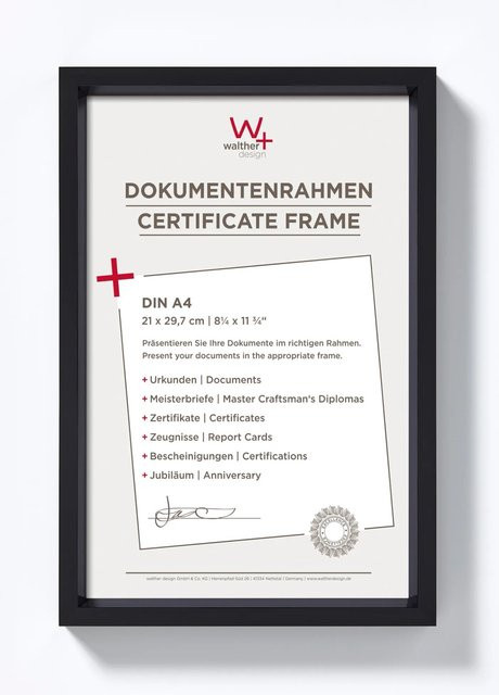 Walther Design Steel Style Kunststoff Bilderrahmen Schwarz A4 - Bild 1