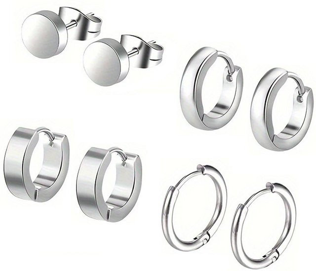 Fashion Maker 2 Ohrringe 4er-Paar, Edelstahl, Schwarz, Herren & Damen - Bild 1
