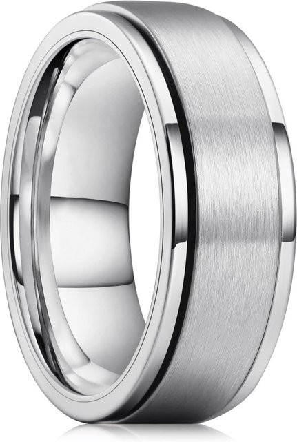 YIRAN Fidget Spinner Ringe, Edelstahl, Silber, Herren - Bild 1