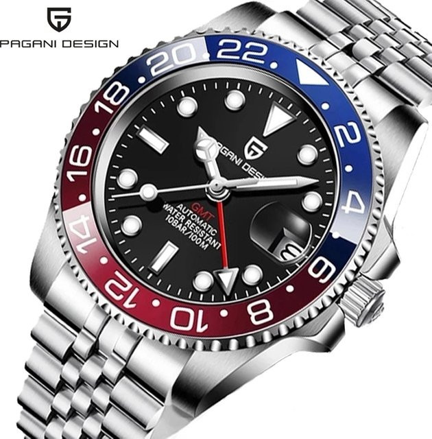 PAGANI DESIGN Armbanduhr, Automatik, Edelstahl, GMT-Funktion, 40 mm, Herren - Bild 1