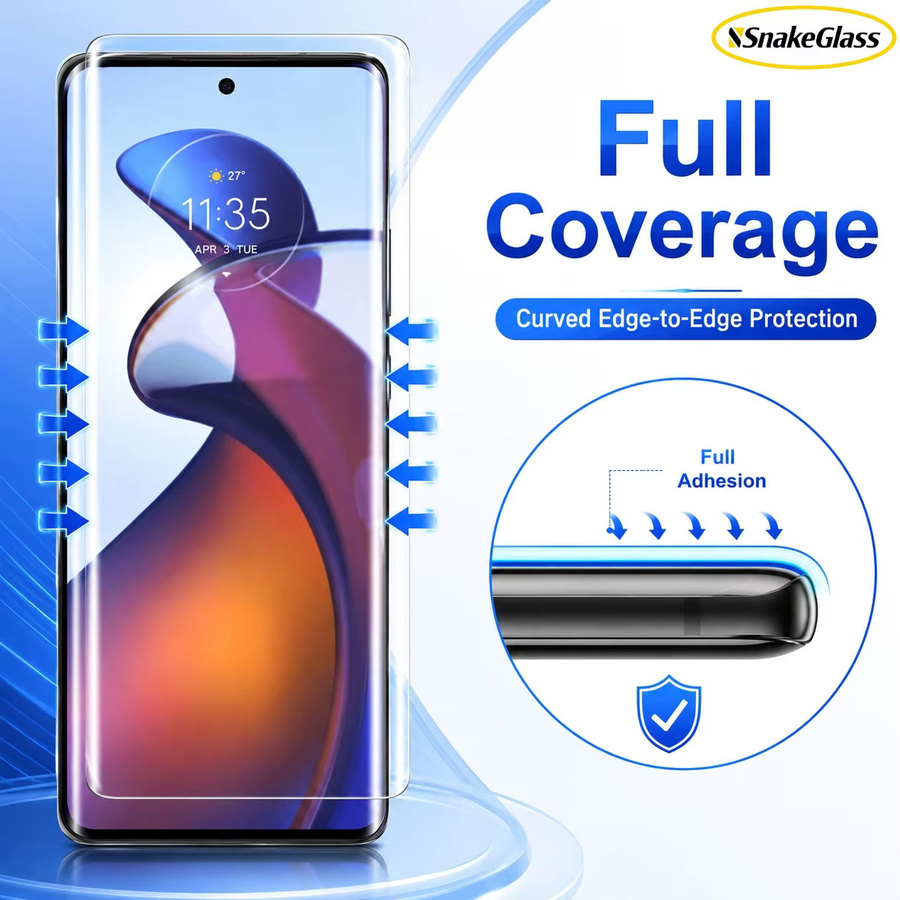 UV gebogenes Schutzglas für Motorola Edge 70 Fusion, Edge 50 Ultra, Edge 40 Pro und weitere Modelle, transparent - Bild 3
