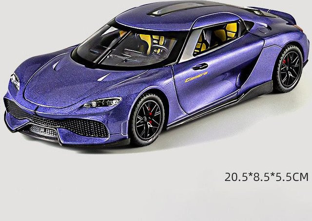Linyi toy car Knsg Jesko Absolut One 1 Gemera Gt Supercar, Modellauto, Metall, 1:24, mit Licht und Sound, ab 14 Jahren - Bild 1