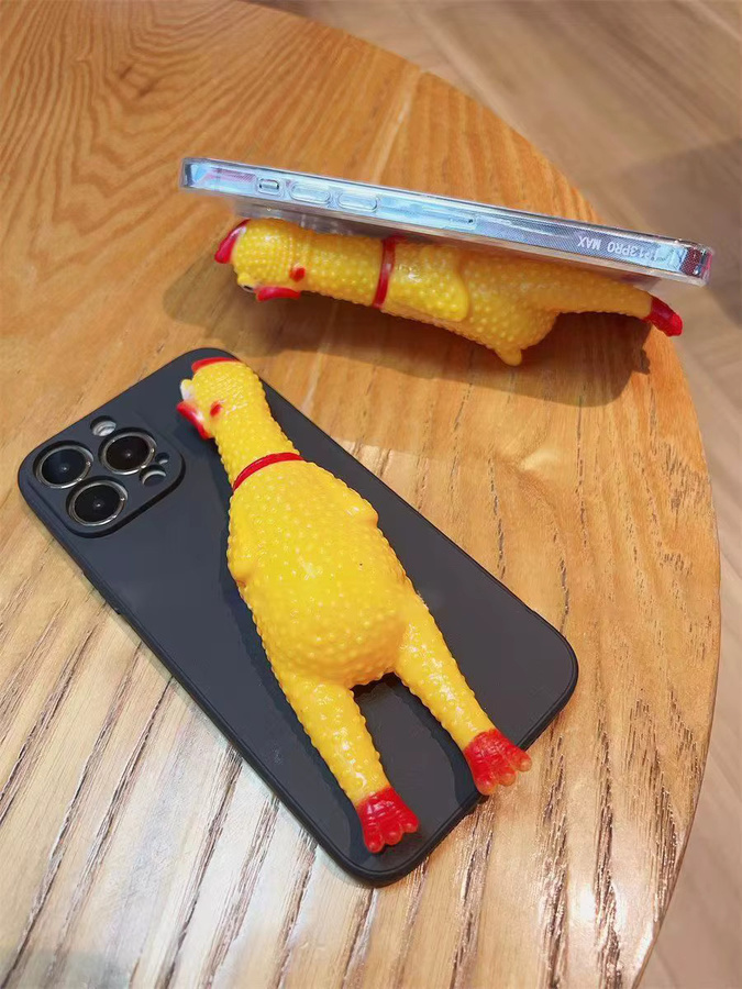 Lustige 3D Mini Scream Chicken Handyhülle aus Silikon für iPhone Modelle - Bild 4