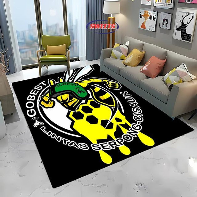 V-Vespa M0t0 3D-Druck Teppich mit Streifenmuster, rutschfest und waschbar, B/T: 80 x 120 cm, Mehrfarbig - Bild 1
