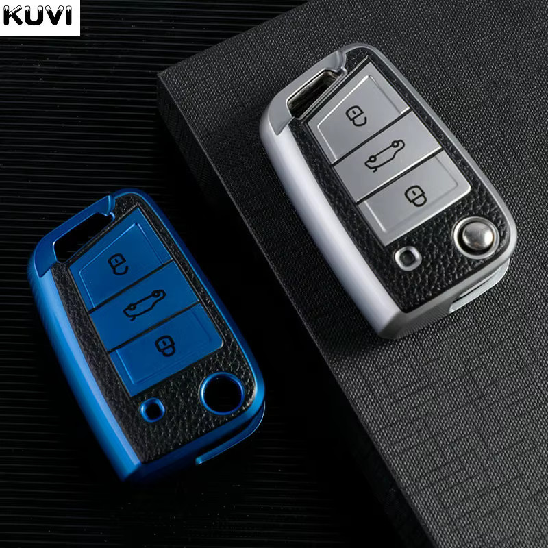 Kuvi Autoschlüssel Schutzhülle für Volkswagen VW Polo Golf7 Tiguan, Skoda Octavia Kodiaq Karoq und Seat Ateca - Bild 1