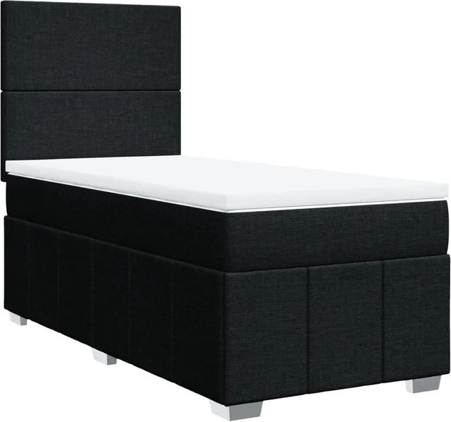 vidaXL Boxspringbett mit Matratze Schwarz, Hybrid-Bett mit Taschenfederkern aus Stoff, B/T: 80 x 200 cm - Bild 1