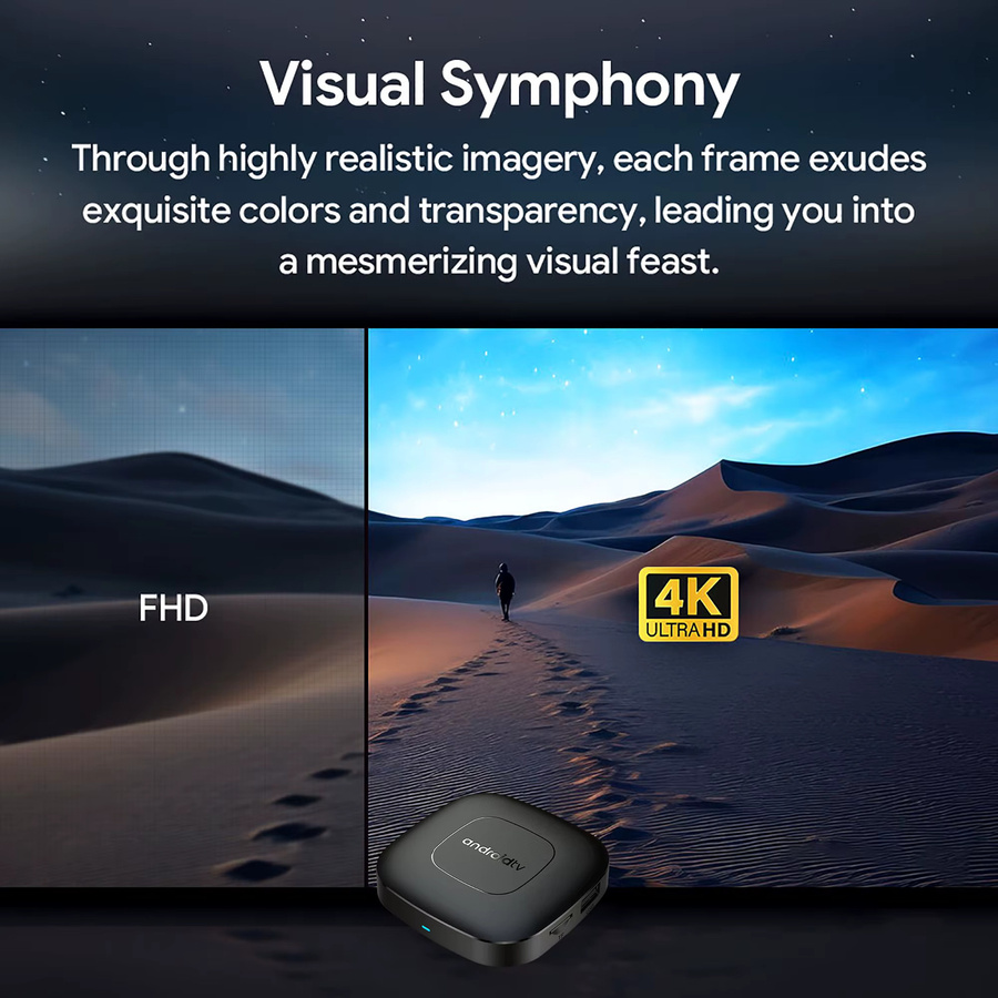 Mortal T1 Android 14 Smart TV Box mit 8K Auflösung, Google Chromecast, Sprachsteuerung, 2GB RAM, 16GB Speicher, HDR10, WIFI 6 und Bluetooth 5 in Schwarz - Bild 4