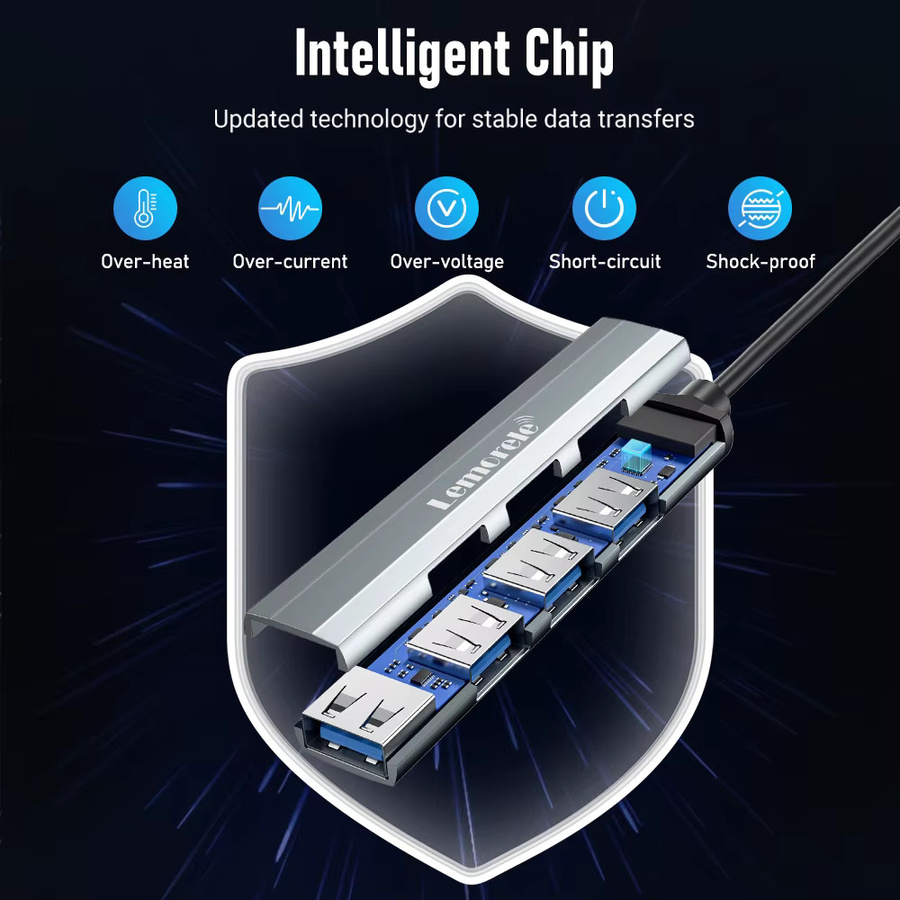 Lemorele USB-C Hub mit 4 USB 3.0 Ports als Multi-Splitter-Adapter für Laptop und MacBook Pro - Bild 3