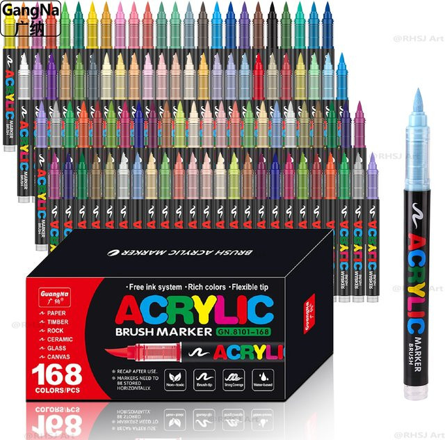 Professionelle Acryl-Farbmarker Set mit 168 Farben und weicher Pinselspitze für DIY-Handwerk in Multicolour - Bild 1