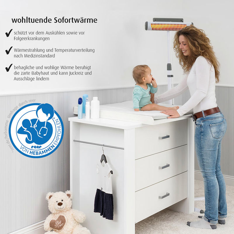 Reer Wickelheizstrahler EasyHeat Flex Infrarotheizung mit Standfuß in Weiß und Grau - Bild 2