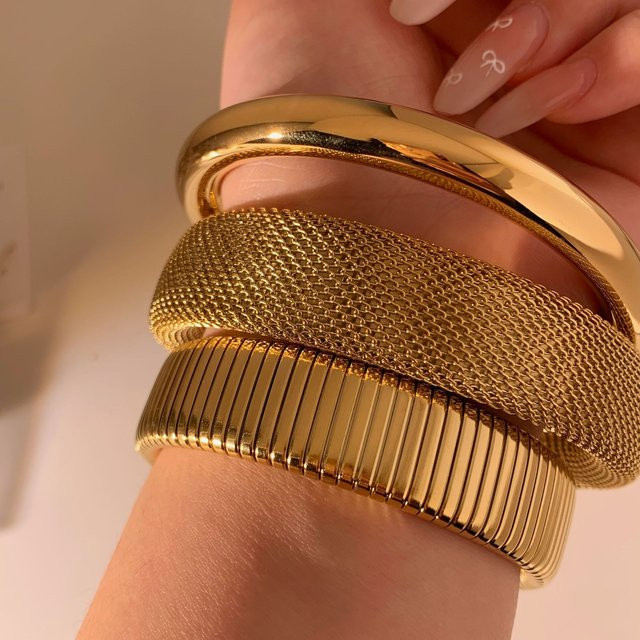 AENSOA Armreif Edelstahl, Gold, Unisex, Vintage - Bild 1