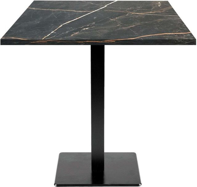 RestooTab Tisch Milan quadratisch in Schwarz mit Stein- und Holzdekor, B/T/H: 70 x 70 x 75 cm - Bild 1