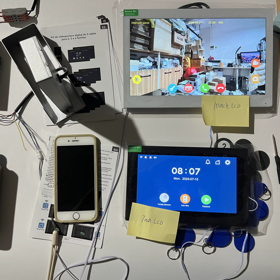 TUYA Smart Apartment-Gegensprechanlage mit Video-Türklingel, 10 Zoll LCD-Display, 1080P Video, RFID-Karten-Entriegelung, 2-Draht-System, Farbe: Silber - Bild 2