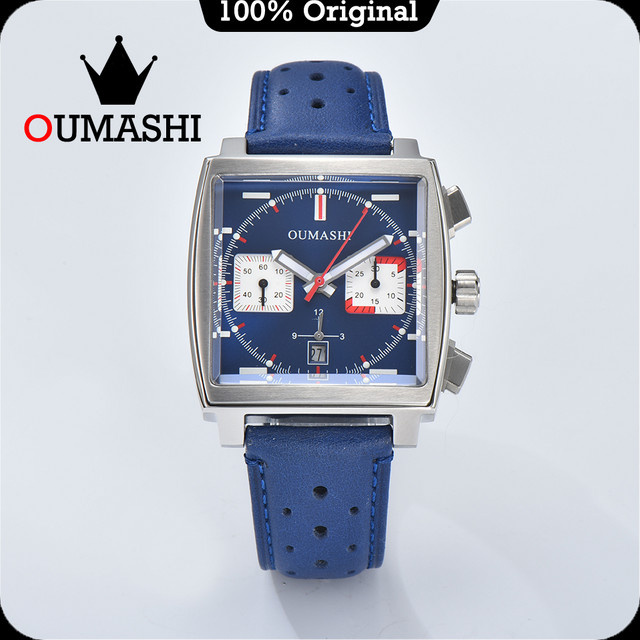 OUMASHI Chronograph, Automatik, Edelstahlgehäuse, 40 mm, Leder, Herren - Bild 1