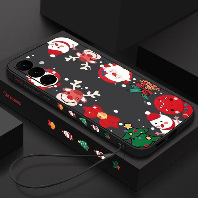MOESOE Handyhülle mit Schneemann und Elch Design für Samsung Galaxy S25 S24 S23 Ultra S24 FE A56 A16 A36 A55 A54 A53 A15 A14 in Schwarz - Bild 1