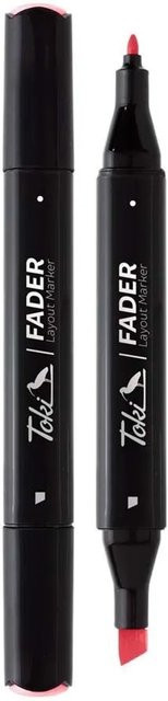 Toki Marker Fader Permanent Marker mit Keilspitze in Rouge Orange und Schwarz, 66 Farben - Bild 1