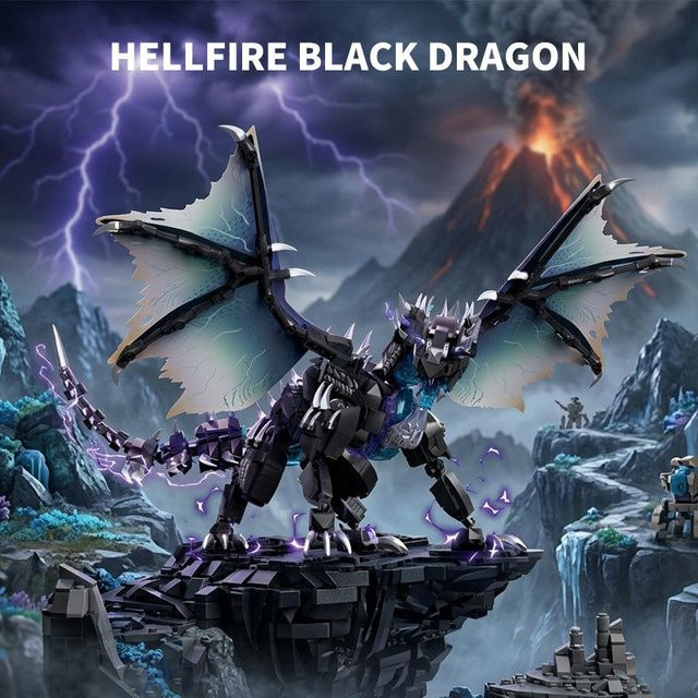 Le Yi Monster Hunter Huang Schwarzer Drache Donnerwolf-Drache, Bausatz-Modell - Bild 1