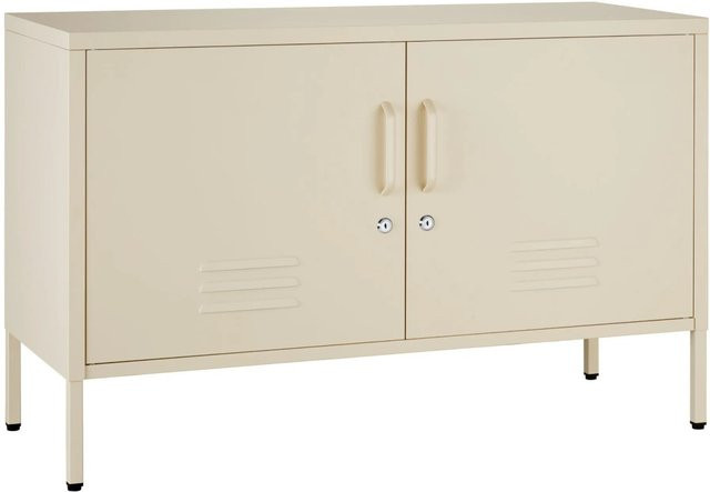 tectake Sideboard Baker mit 2 Türen und Magnetverschluss, einzeln abschließbar, Beige, B/T/H: 100 x 42,5 x 65 cm - Bild 1