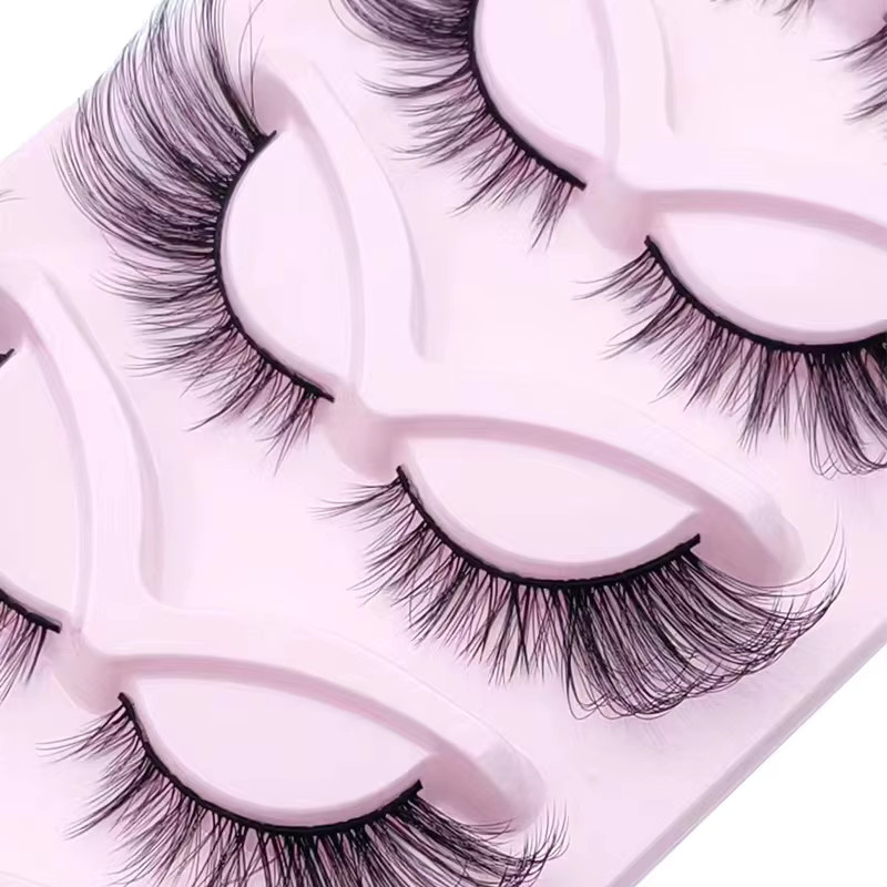 JIEFUXIN Künstliche Wimpern Fox-Eye Wispy Faux Mink, 5 Paar, 24mm - Bild 3