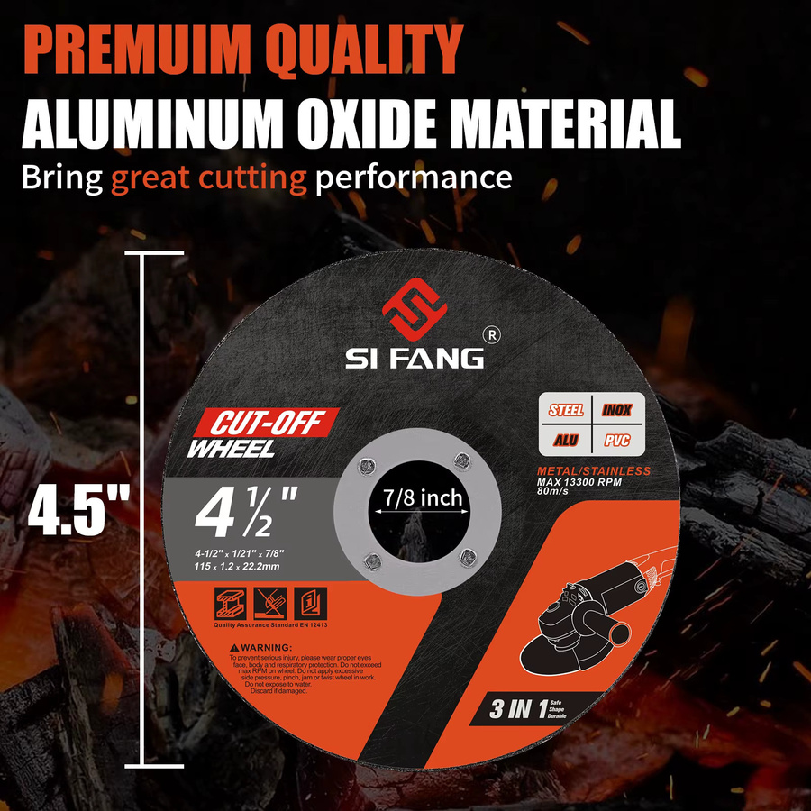 SI FANG Trennscheibe für Metall, Edelstahl, Aluminium und Holz, Farbe: Schwarz, Durchmesser: 115 mm, Dicke: 1,2 mm, Bohrung: 22,2 mm - Bild 2