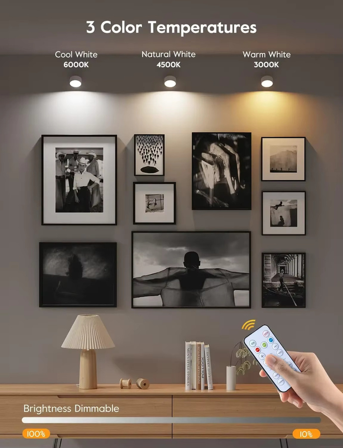 KDULIT Magnetische LED-Wandleuchte in Weiß, wiederaufladbar und dimmbar mit Fernbedienung und 360 Grad Drehung für dein Schlafzimmer - Bild 2