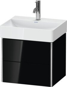 Duravit Waschtischunterschrank Compact XSquare mit 2 Schubladen, wandhängend, Schwarz hochglänzend, B: 48,4 cm, T: 39,0 cm, H: 39,7 cm - Bild 1
