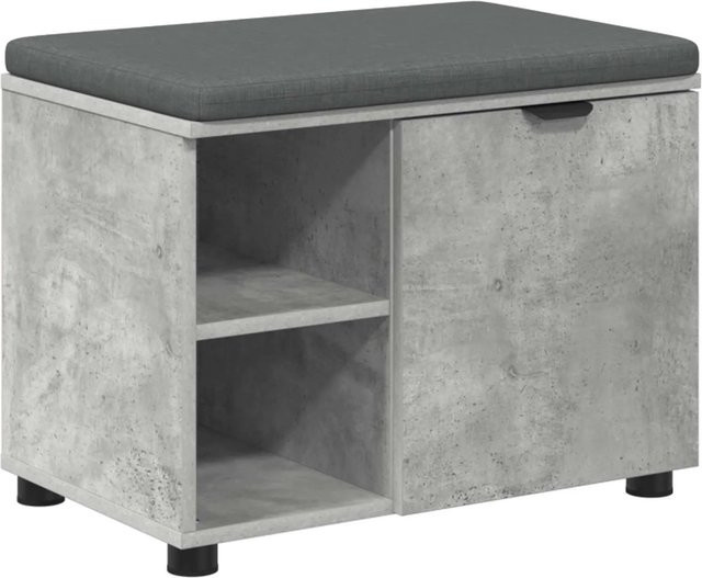 vidaXL Flurbank mit Kissen und Regal mit Tür in Betongrau, B/T/H: 60 x 38 x 46 cm - Bild 1