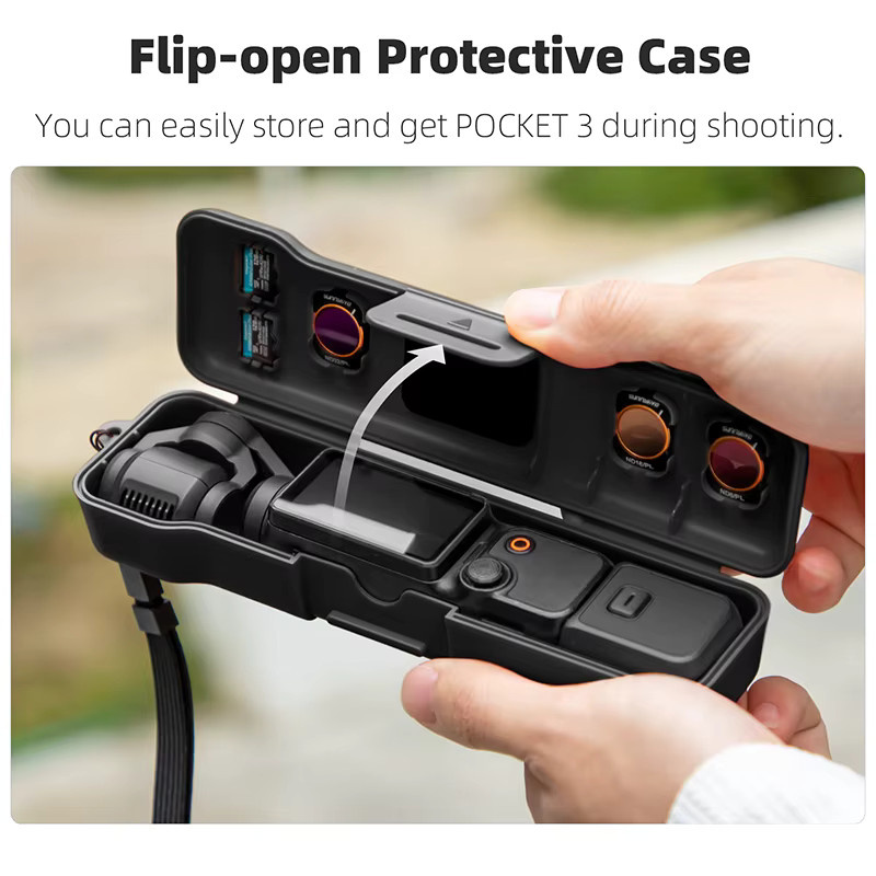 DJI Schutzhülle und Aufbewahrungstasche für Osmo Pocket 3 und Osmo Pocket 4 mit Staubschutz-Objektivabdeckung und Trageriemen - Bild 3