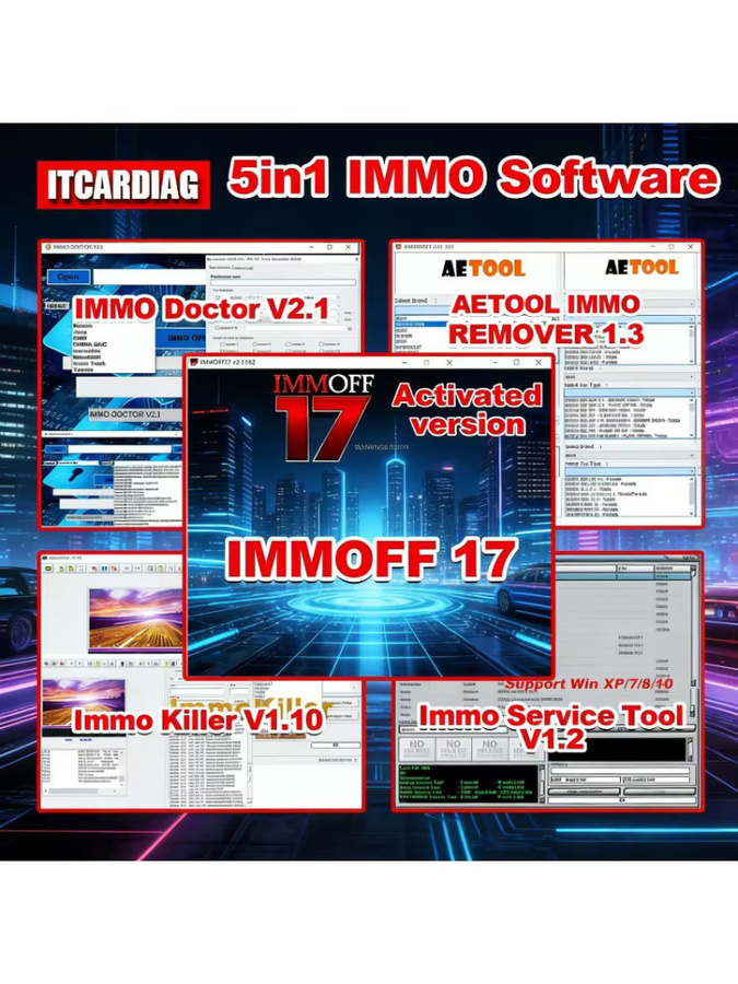 5-in-1 Immo Auto-Software Paket mit IMMOFF 17, Immo Off 17, Immo Doctor V2.1, AETOOL IMMO REMOVER 1.3 und ImmoKiller V1.10 sowie IMMO Service-Tool V1.2 - Bild 1