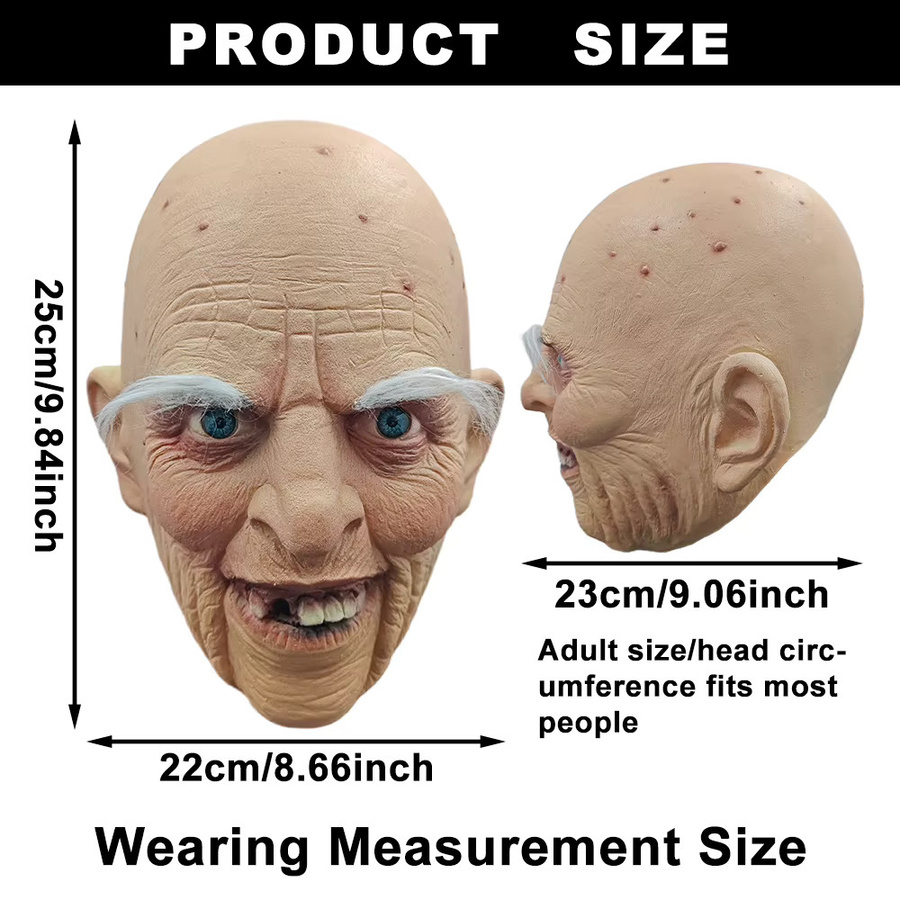 patygr Realistische Faltenmaske Alter Mann, Horror-Maske, Cosplay-Requisite - Bild 2