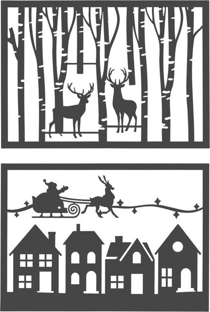 2-teiliges Schablonen-Set Winter Szene - Bild 1