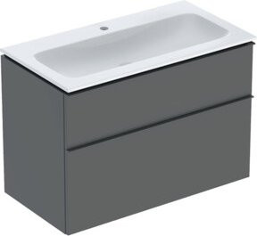 Geberit Möbel-Waschtischset iCon in Weiß mit 2 Schubladen, Waschtisch in Lava Grau Matt, B/T/H: 90 x 63 x 48 cm - Bild 1