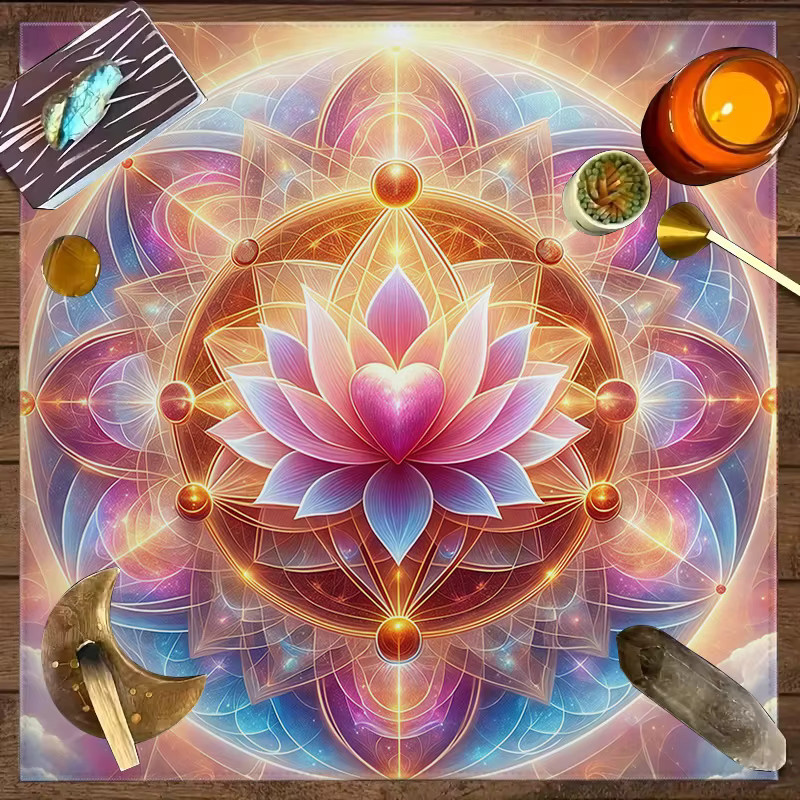 VIKAMA Regenbogen-Lotus Tarot Altartuch in Multicolour für Energie-Rituale und Meditation - Bild 3