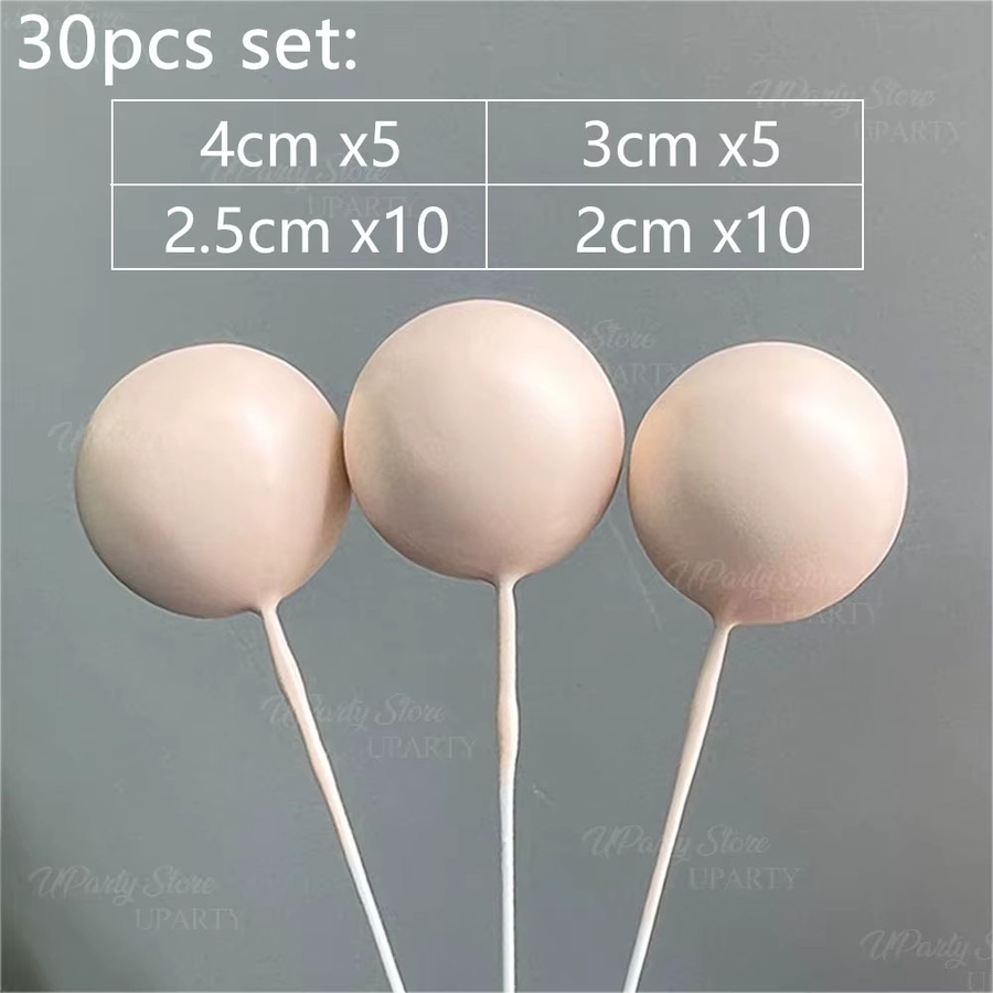 30 Stück beige Schaumstoffkugeln für Kuchendekoration im Boho-Stil, Durchmesser: 2-4 cm - Bild 2