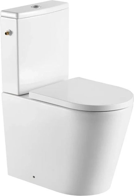 Swiss Aqua Technologies Stand-Kombi-WC aus Keramik mit spülrandlosem Washdown-System, SoftClose WC-Sitz und universalem Wasseranschluss, Weiß, B/T/H: 59,5 x 59,5 x 82,8 cm - Bild 1